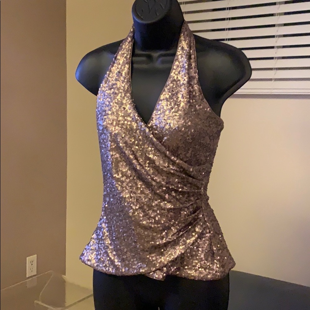 Bebe Gold sparkly halter top almost like new